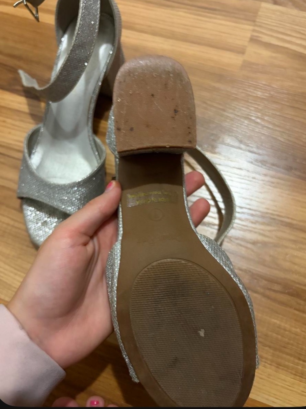 Silver sparkly heels